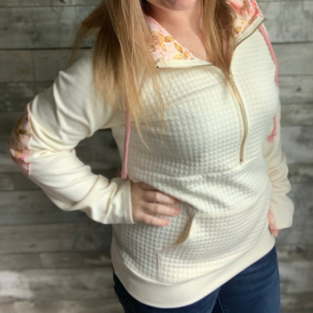 Quilted floral half zip